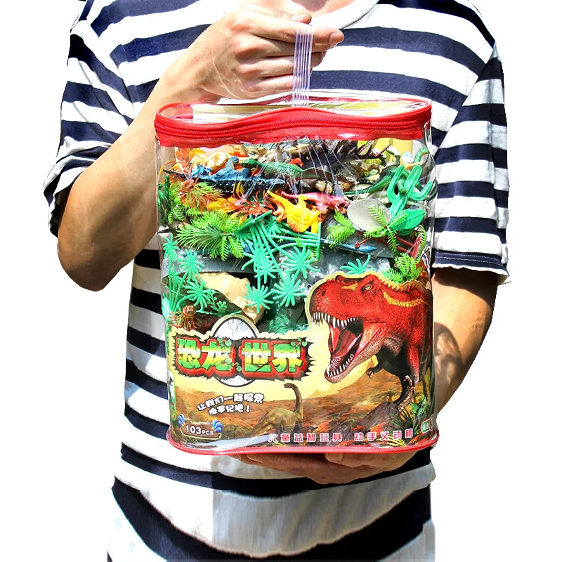 

Simulated solid dinosaur toy model suit with small tree scene map Animal Ocean Children's Toy Dinosaur Paradise