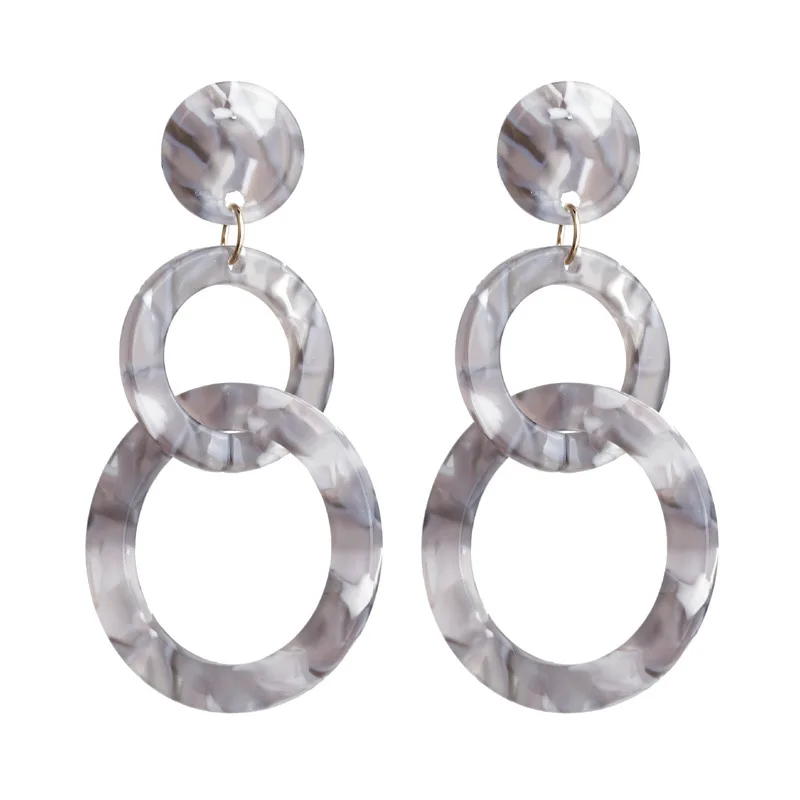 Корейская мода длинный наклон геометрический Асимметричный горный хрусталь круг серьги новые акриловые серьги для женщин подарок на свадебную вечеринку - Окраска металла: e492D