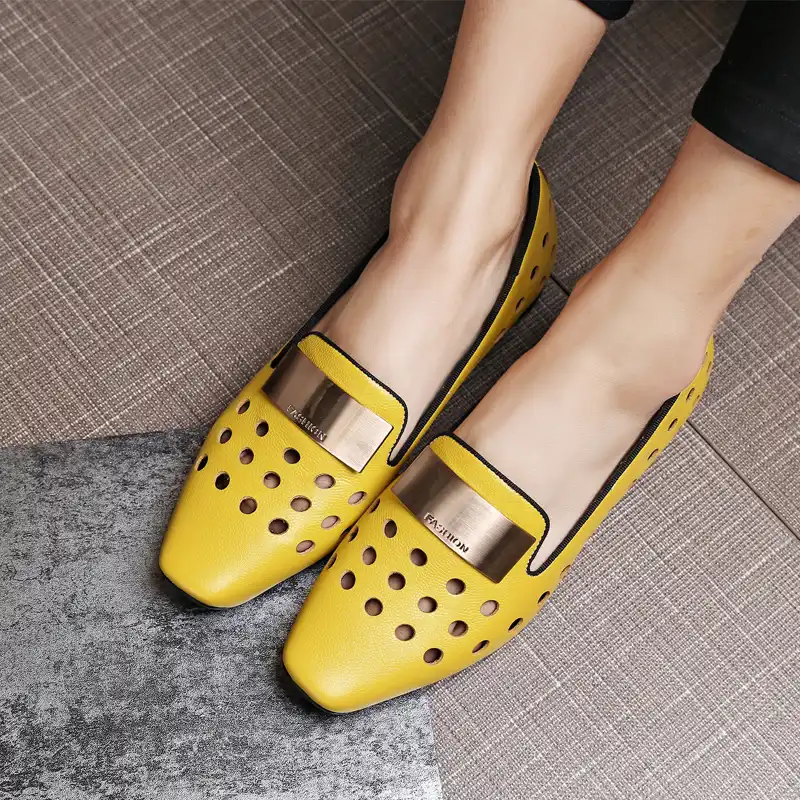 yellow low heels