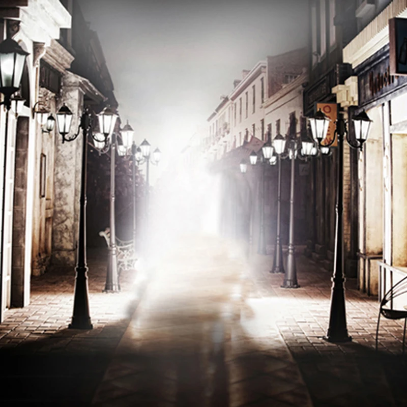 

Hazy Street Night Photography Backdrops Castles Vintage Photo Backgrounds for Studio fond de studio de photographie 150cm*200cm