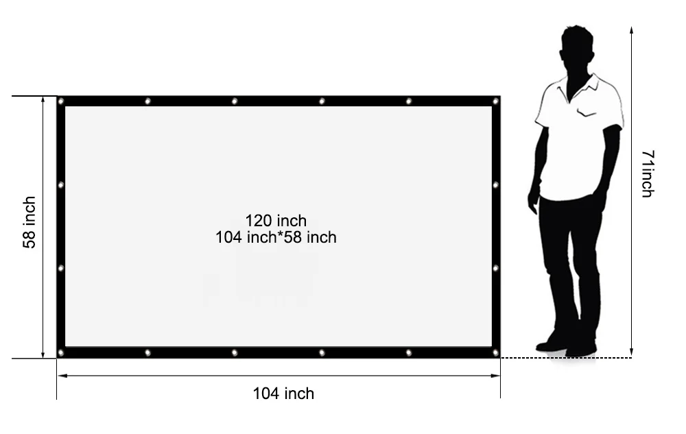 HENZIN 16:9 HD складной 120 дюймов проекционный экран ПВХ ткань проекционный экран для образования офиса домашнего кинотеатра Открытый кинотеатр