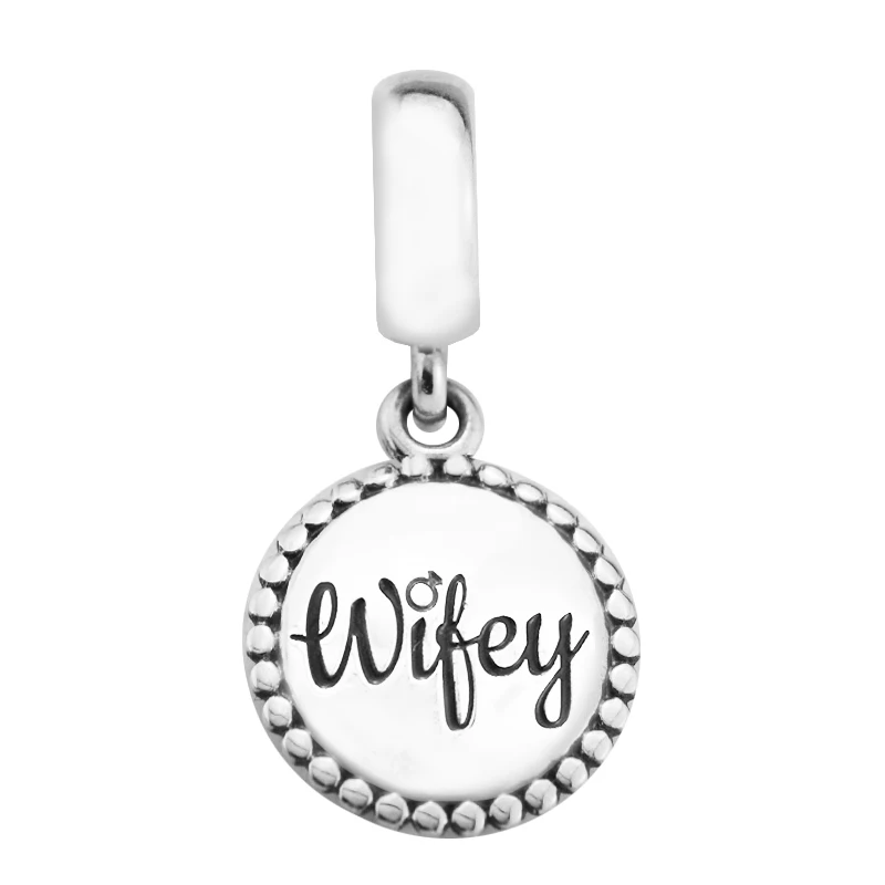 

Pandulaso Wifey Round Dangle Fits Woman Charm Bracelet & Choker Sterling Silver Jewelry Beads For Jewelry Making