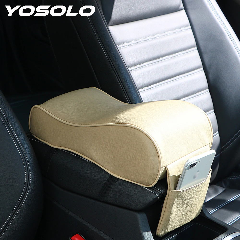 

YOSOLO PU Leather Auto Center Console Car-styling Phone Holder Universal Armrest Pad Set Accessories Car Armrest Box Mats