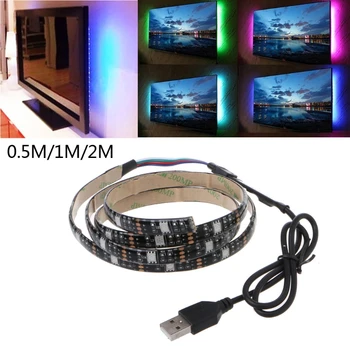 

DC 5V USB 30 LED/m 5050 RGB Waterproof Flexible LED Strip Light TV Background Lighting+RF 17 Key Remote