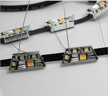 

2Pcs White+Yellow 8W Daytime Running Lamp Switchback Flexible LED Strip Light 12V Fog DRL Turn Signal Light 100LM For Hyundai