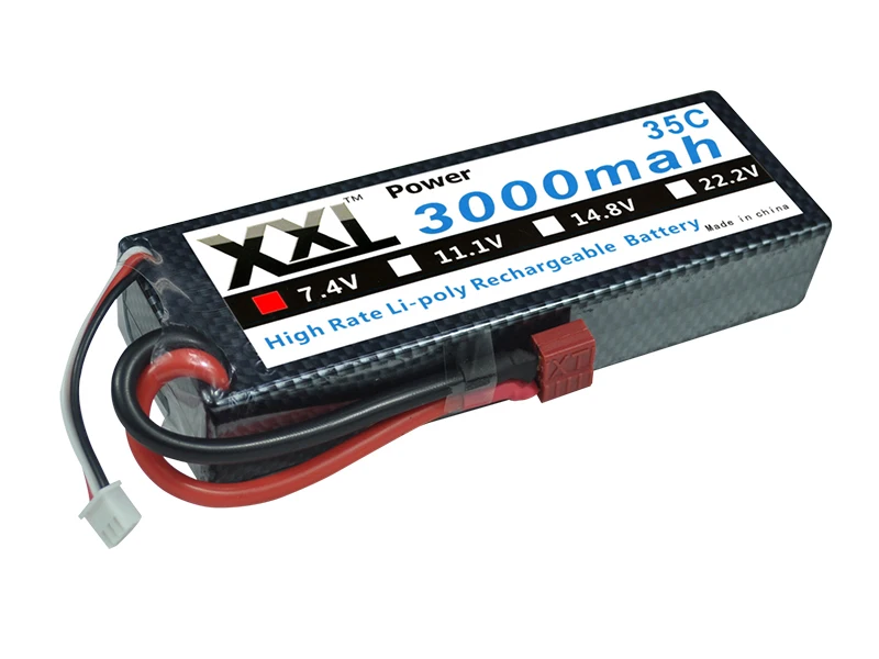 XXL rc Car Lipo Battery Hard Case FPV 7.4v 3000mah 35C max 70C 2S Accu Battery L
