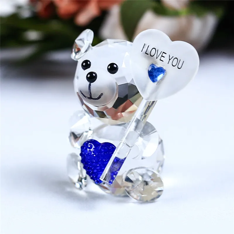 Crystal Animal Cute Teddy Bear Figurines Miniatures Glass Craft Glass Ornaments For Gifts Home Decoration Accessories Ornaments For Home Ornament Glassornaments Figurines Aliexpress