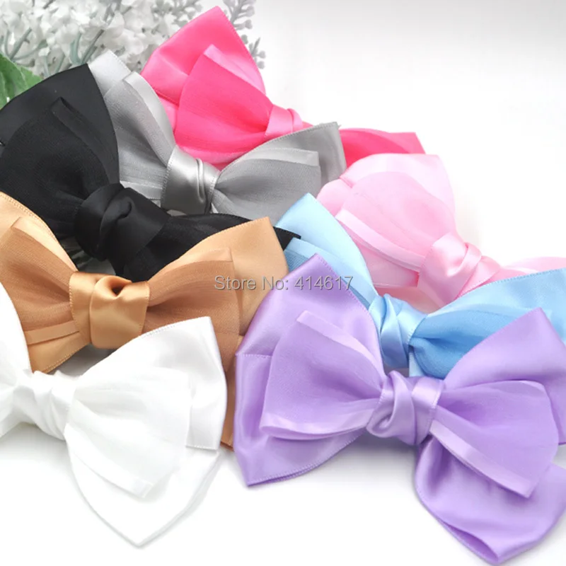 

10pcs Big Organza Satin Ribbon Bows Flowers Sewing Appliques 100x70mm A296
