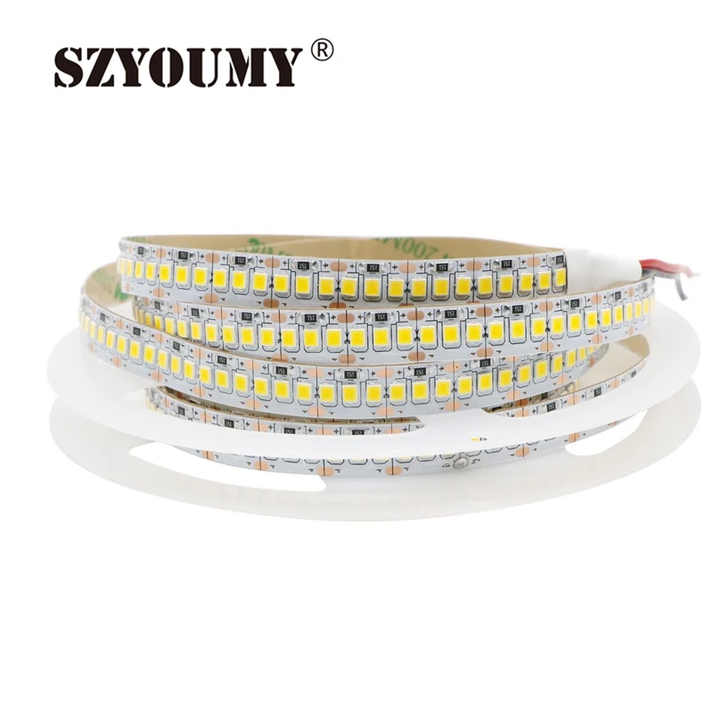SZYOUMY 10 мм ширина 5 м Однорядная 2835 1200 SMD Светодиодная лента, 12 В гибкий 240 светодиодный/м светодиодный лента белый/теплый белый
