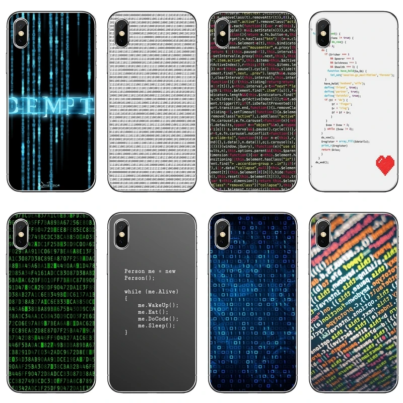 

design Fashion Matrix Code For Apple iPhone X XR XS Max 8 7 plus 6s 6 plus SE 5s 5c 5 4s 4 protective Soft phone cover case