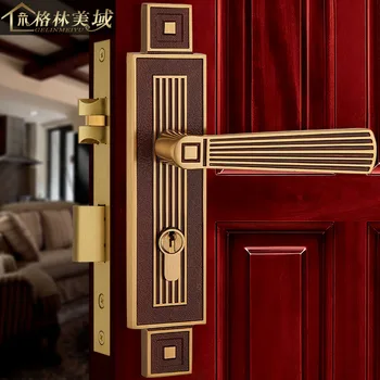 

Chinese pure copper door lock bedroom door lock interior door lock solid wood door lock full copper door lock