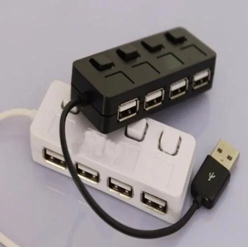 Новое высокое Скорость черный/белый тонкий 4 Порты USB 2,0 концентратор светодиодный USB концентратор с Мощность на переключатель