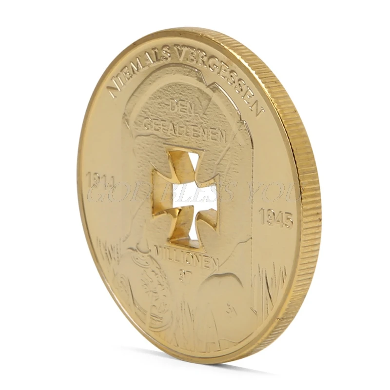 

Collectible Coin 1914-1945 Cross World War 1 2 Gold Plated Commemorative Challenge Coin Souvenir Drop Ship