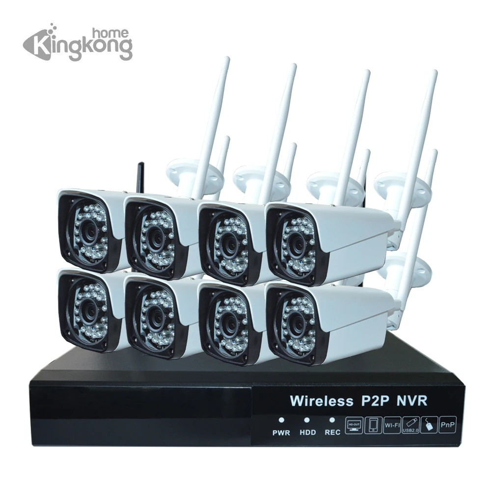 

Kingkonghome Plug and Play 8CH HD 1080P Wireless NVR Kit P2P Outdoor Security IR Night Camera WIFI CCTV Surveillance System IP