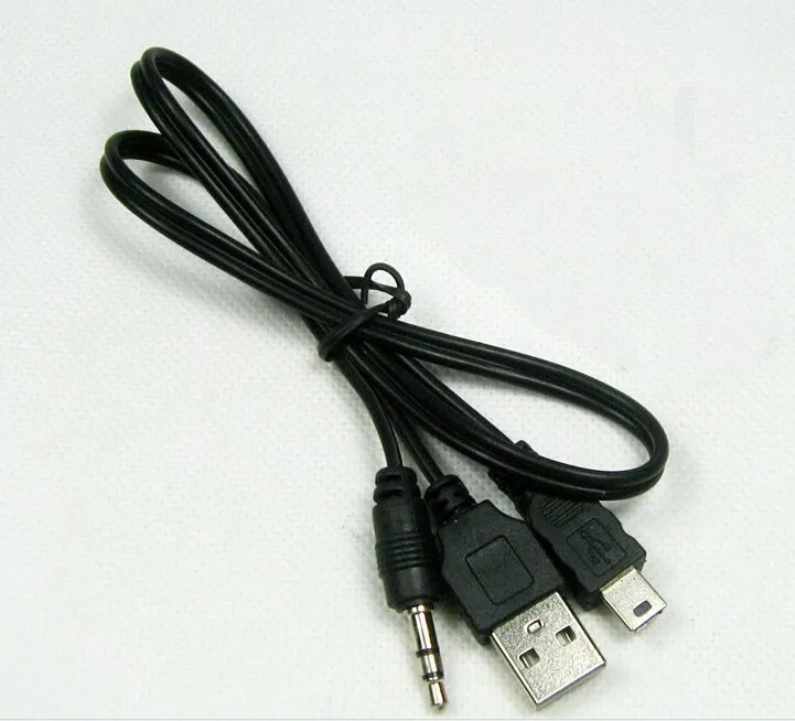 

10pcs/lot Mini B 5Pin Male to 3.5mm Aux Male + USB 2.0 A CFor MP3 MP4 Bluetooth Speaker Length: 50cm