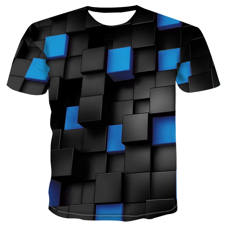 

New Black/blue Squares 3d Printed Funny Short Sleeve Tshirt Male 2019 Casual Summer T Shirt Men Women Tops Tee large sizes M-4XL