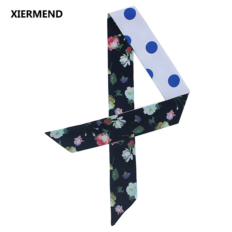 2018 Silk New Floral Small Floral Dot Rose Narrow Long Scarf Female