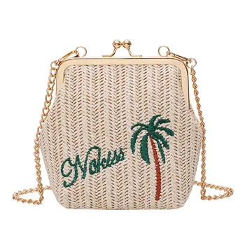 

Bags For Women 2019 Fashion Wild Simple Messenger Bag For Grils Embroidery Hasp Woven Shoulder Solid Woven Beach Bag K529