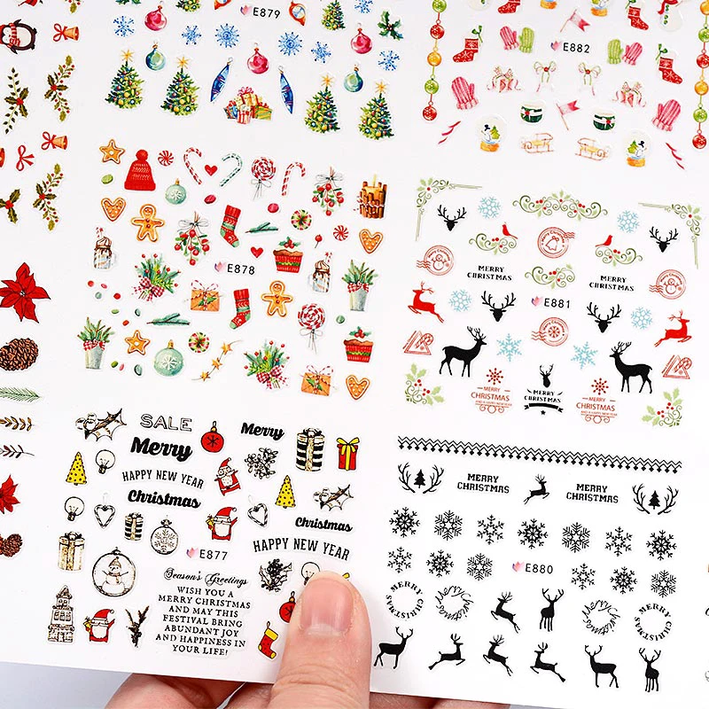 T-TIAO-клуб, Рождество, Санта-Клаус, наклейки для ногтей, 1 набор, слайдер для дизайна ногтей, 3D наклейка, переводная наклейка, зимние маникюрные советы
