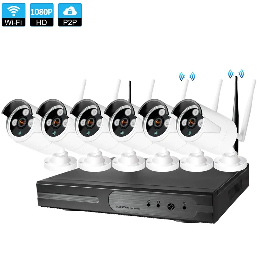 Plug and Play 6CH 1080P HD Wireless NVR Kit P2P 1080P Indoor Outdoor IR Night Vision Security 2.0MP IP Camera WIFI CCTV System Plug and Play 6CH 1080P HD Wireless NVR Kit P2P 1080P Indoor Outdoor IR Night Vision Security 2.0MP IP Camera WIFI CCTV System