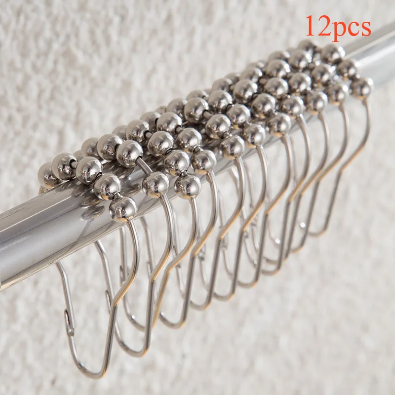 

12pcs Metal ball shower curtain hook, gourd buttons, metal curtains, door curtain hooks, windows and bathroom accessories