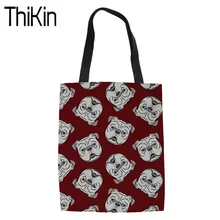 THIKIN Женская английская сумка с принтом бульдога, сумки с короткими ручками для женщин, сверхмощные сумки для покупок для женщин, холщовая вместительная сумка на плечо