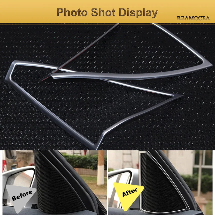Reamocea 2Pcs Car Styling Interior Front Door Speaker Horn Frame Trim Stickers Decorative Cover for Mercedes-Benz C-Class W204 (14)