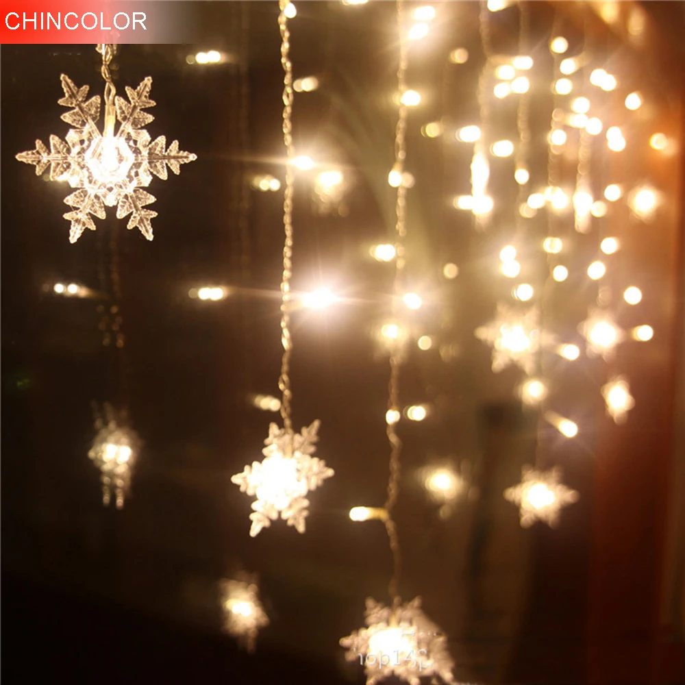 8*0.5M 192LEDS Holiday lights Snowflake Curtain LED Light String EU Plug New Year Christmas Garland Fairy Party Wedding Decor CA 8*0.5M 192LEDS Holiday lights Snowflake Curtain LED Light String EU Plug New Year Christmas Garland Fairy Party Wedding Decor CA
