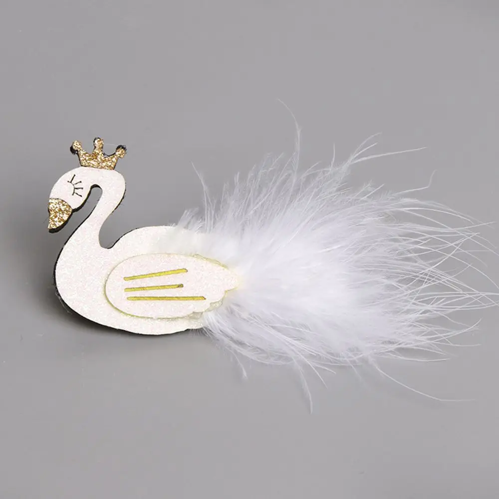 Блестящая Белая/черная заколки-лебеди для волос с золотой заколка в виде короны с пером принцесса заколки для волос Детские аксессуары для волос
