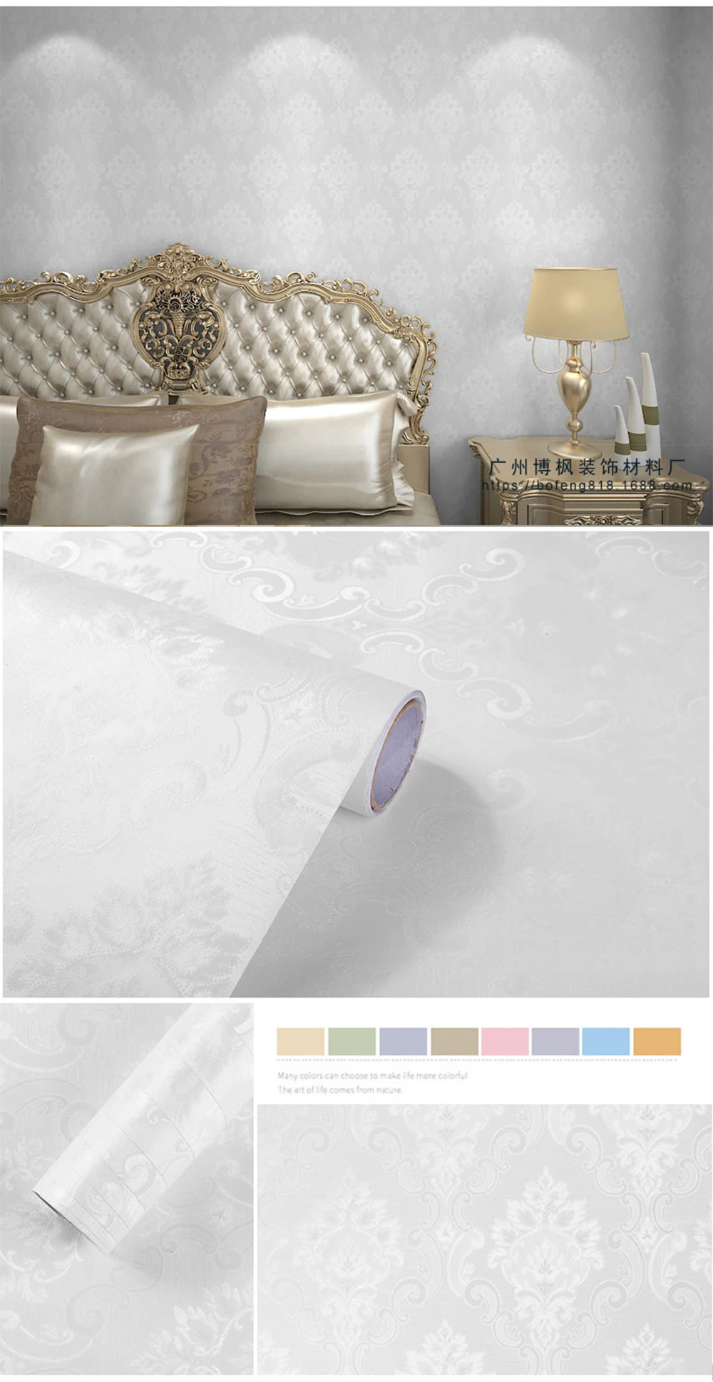 60*100 см самоклеющиеся классические европейские стиль нетканые обои рулон обоев роскошные цветочные обои для стен спальни