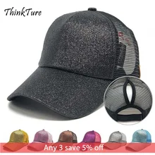 Блестки пайетки Гольф Кепка Женский хвостик пробивная задняя открывающаяся гольф шляпа Сетка Дышащие бейсболки, кепки спортивный головной убор гравитационные падения