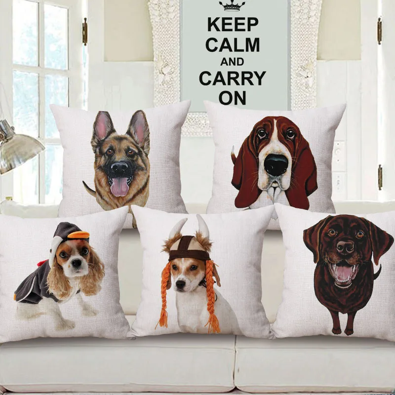 Hot dogs dog pattern pillow cover, Cotton cushion cover Stylish sofa