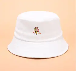 2019 творческая панамка с вышивкой унисекс милые Мороженое Боб Кепки хип-хоп осень Для мужчин летние шапки Панама для рыбалки