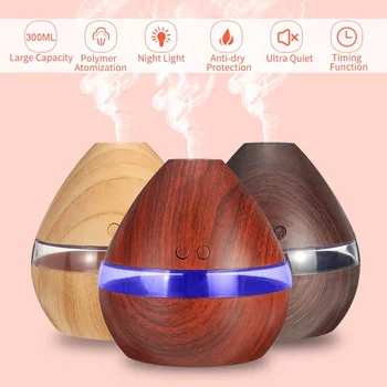 

Wooden USB LED Lights Electric Ultrasonic Humidifier Aromatherapy Essential Oil Air Diffuser Cool Mist Maker for Home Office