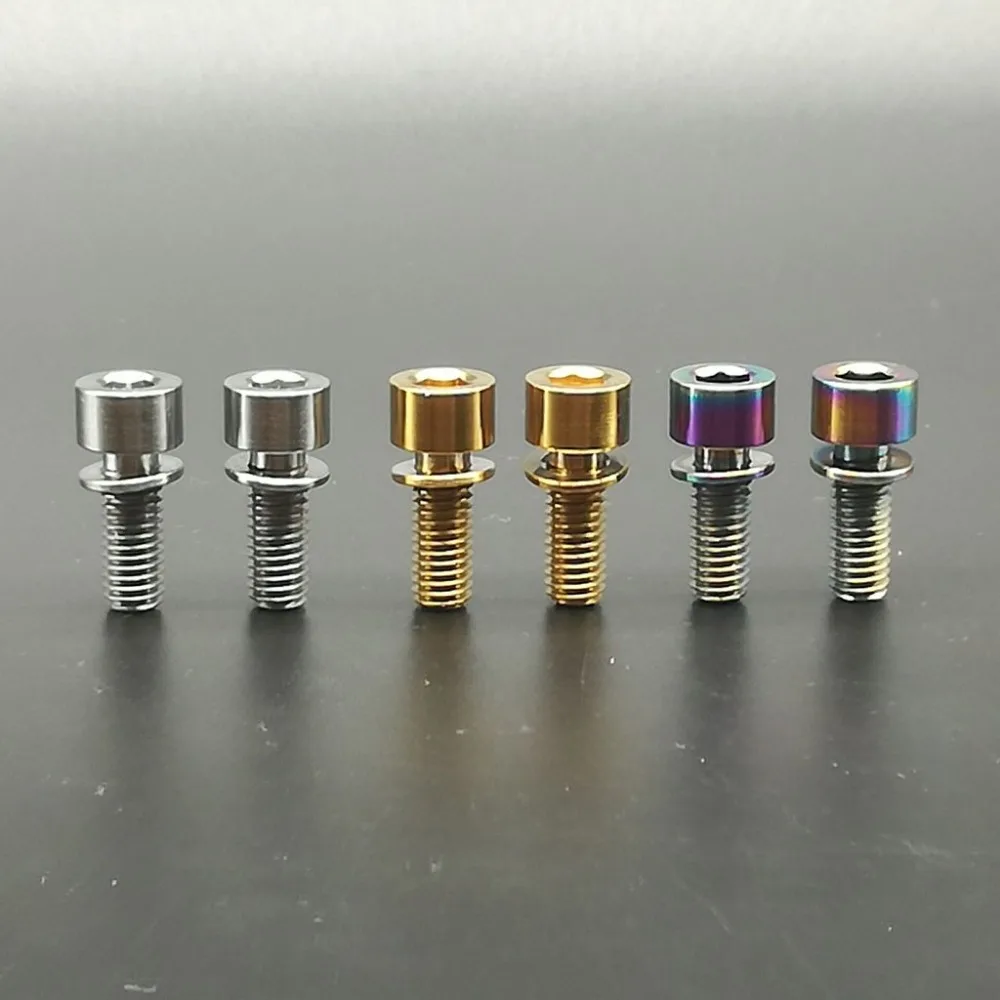 2pcs M6x16mm Titanium Bolts Ti Screw Allen Head Stigma Cycling Bicycle Bike Bolts With Washers