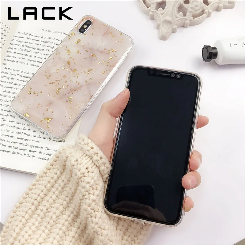 Чехол LACK с золотой фольгой и мрамором для iphone 11 11Pro Max XS XR X 6S 6 7 8 Plus роскошный модный