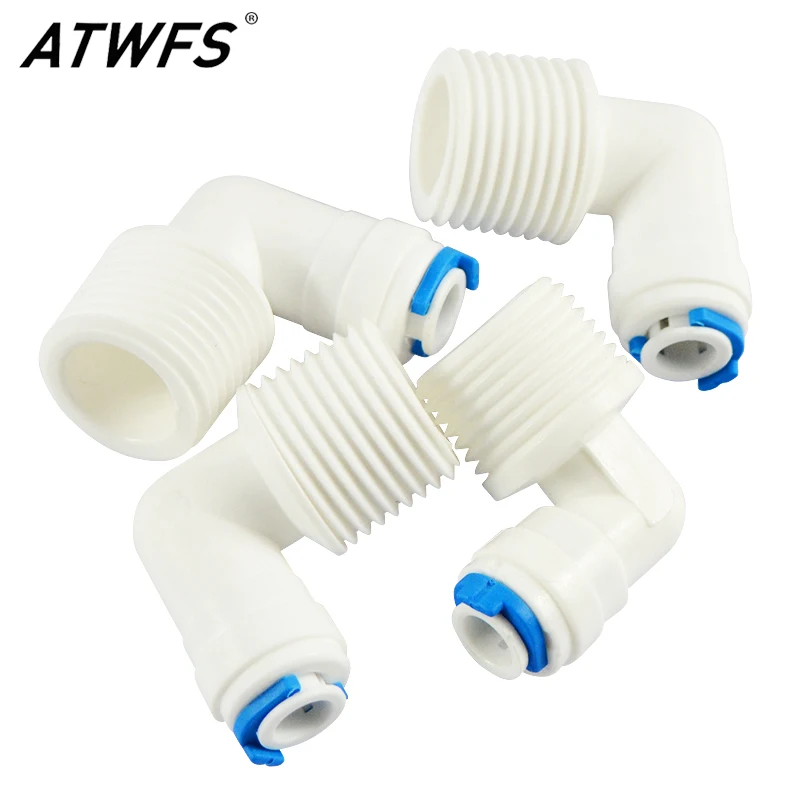 

ATWFS 2pcs Newest Water Connect 1/4 inch OD Tube * 1/2" Male Thread Connector Elbow Pipe RO Water System Aquarium Filter Parts