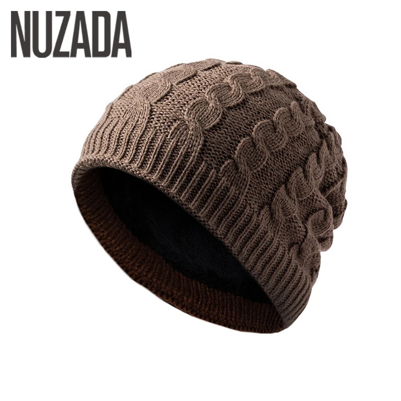 

Brand NUZADA Internal Plush Winter Autumn Men Women Skullies Beanies Hedging Cap Knit Knitting Caps Bonnet Hat Keep Warm