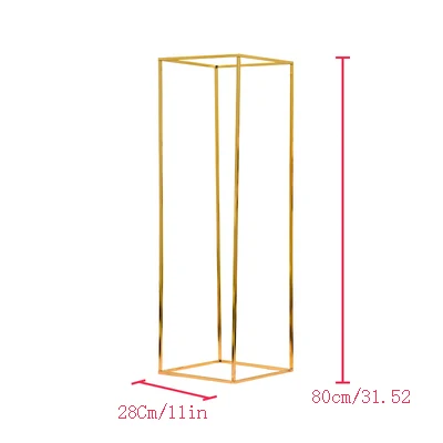 Свадебный сценический фон центральный макет металлический Железный позолоченный геометрический прямоугольник квадратная рамка цветок стенд украшения реквизит - Цвет: 80cm gold plated