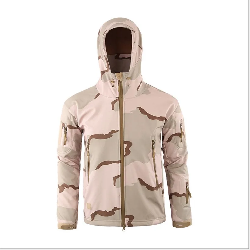 Лидер продаж, тактические мягкие куртки из кожи акулы для мужчин, уличные походные флисовые теплые военные водонепроницаемые дышащие мужские пальто - Цвет: san sand digital