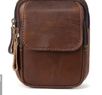 Новая мужская поясная сумка Ретро Повседневная кожаная мужская сумка первый слой кожаная многофункциональная сумка для мобильного телефона
