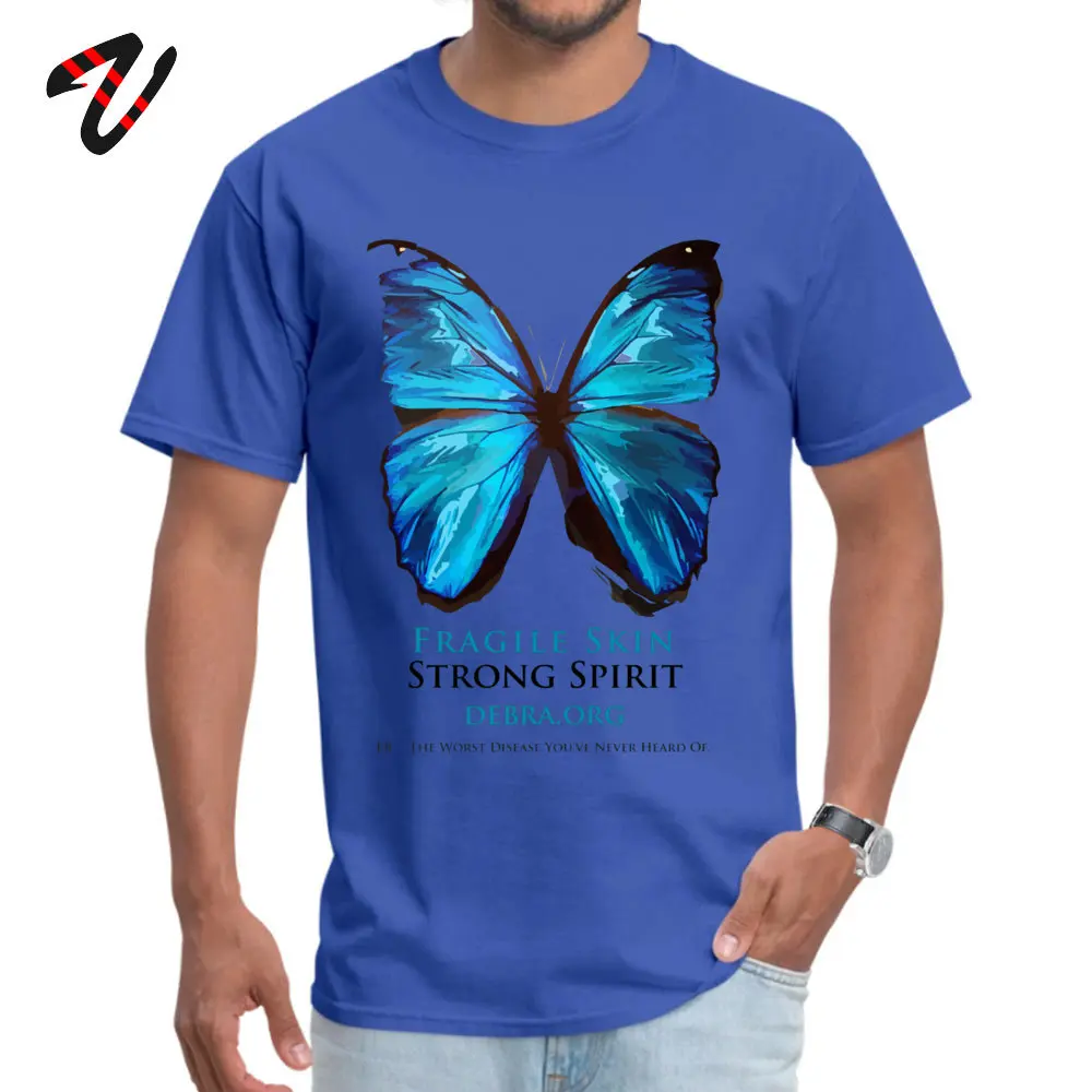 Family Top T-shirts Summer Short Sleeve Classic Crew Neck 100% Cotton Fabric Tops T Shirt Unique Tshirts for Men Summer/Autumn Beautiful Blue Butterfly Proceeds donated to DebRa.org -14479 blue