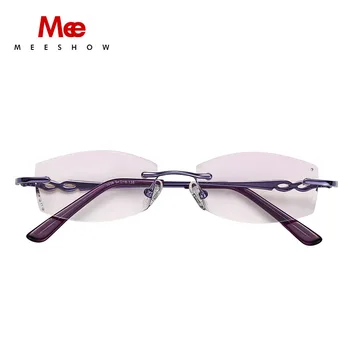 

Meeshow Reading Glasses Women Diamond Cutting Tint Lens Rimless Eyeglasses Rhinestone Frame Gradient Prescription Glasses 17901