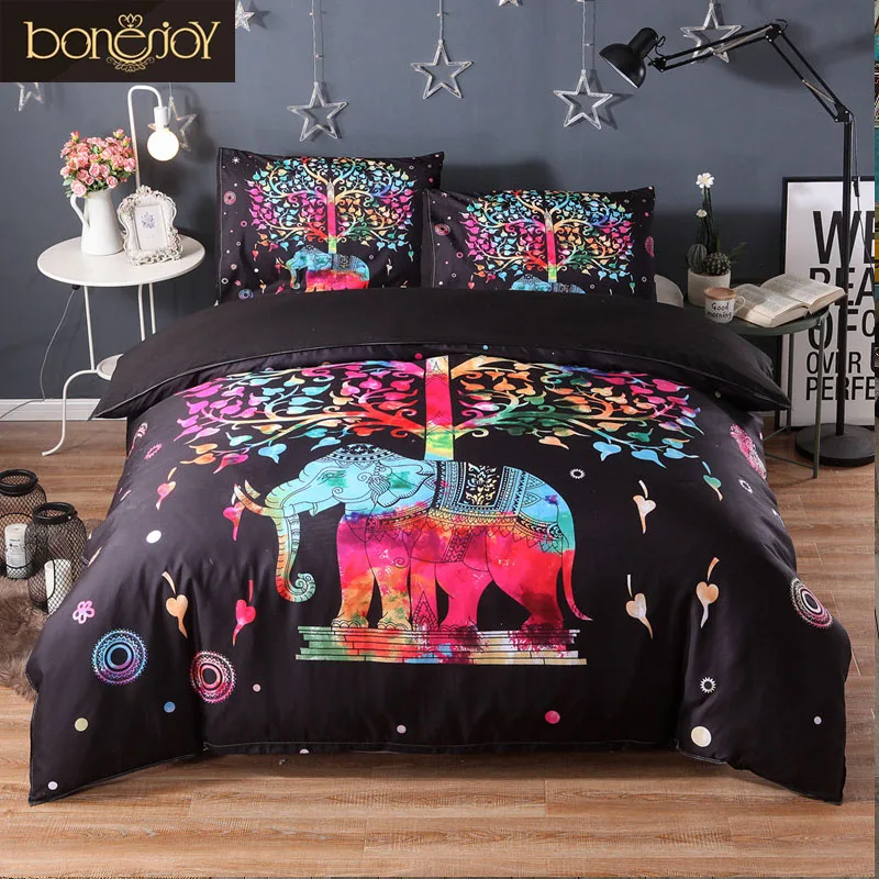 Bonenjoy Elephant Trees Duvet Cover Animal Print Bed Linen Indian