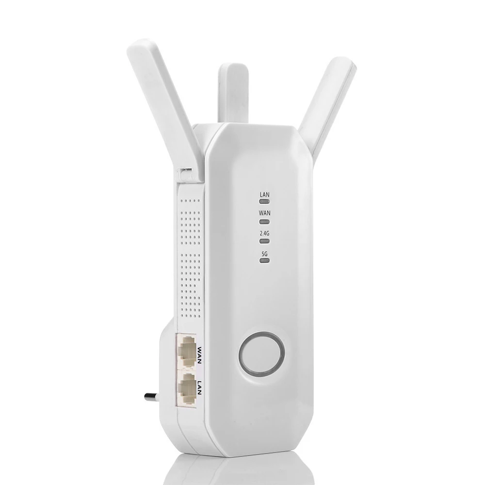 

750Mbps Dual Band WiFi AP Repeater Adapter Wireless Coverage Extender with 3 Antenna DC 5V 1A