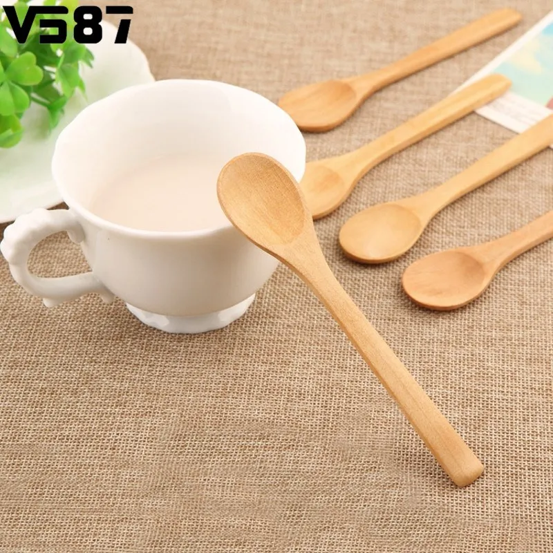 20Pcs/Set Japanese Style Wooden Spoon Coffee Honey Tea Spoons Ladle