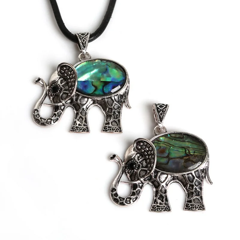 Rhodium Plated Natural abalone shell Elephant Pendants Animal Chams Stone Necklace Making Jewelry | Украшения и аксессуары