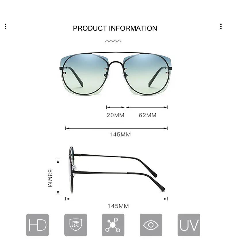 LIKEU'S Новое поступление модные солнцезащитные очки без оправы женские металлические очки без оправы личность Зеркало Солнцезащитные очки женские для путешествий Вечерние