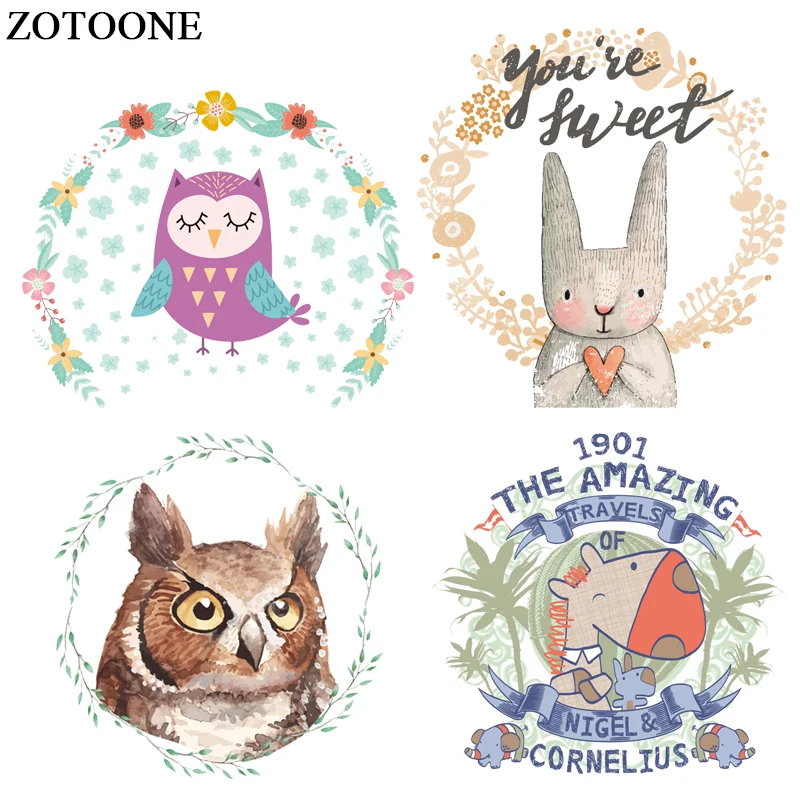 

ZOTOONE Cute Animal Patch Iron OIn Owl Patches For Clorhes Heat Transfers Diy Child T-shirt Letter Patch Transfer Stickers E