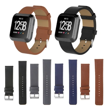 

OOTDTY Leather Wristband Strap Band Replacement For Fitbit Versa Fitness Smart Watch Bracelet Wearable Accessories